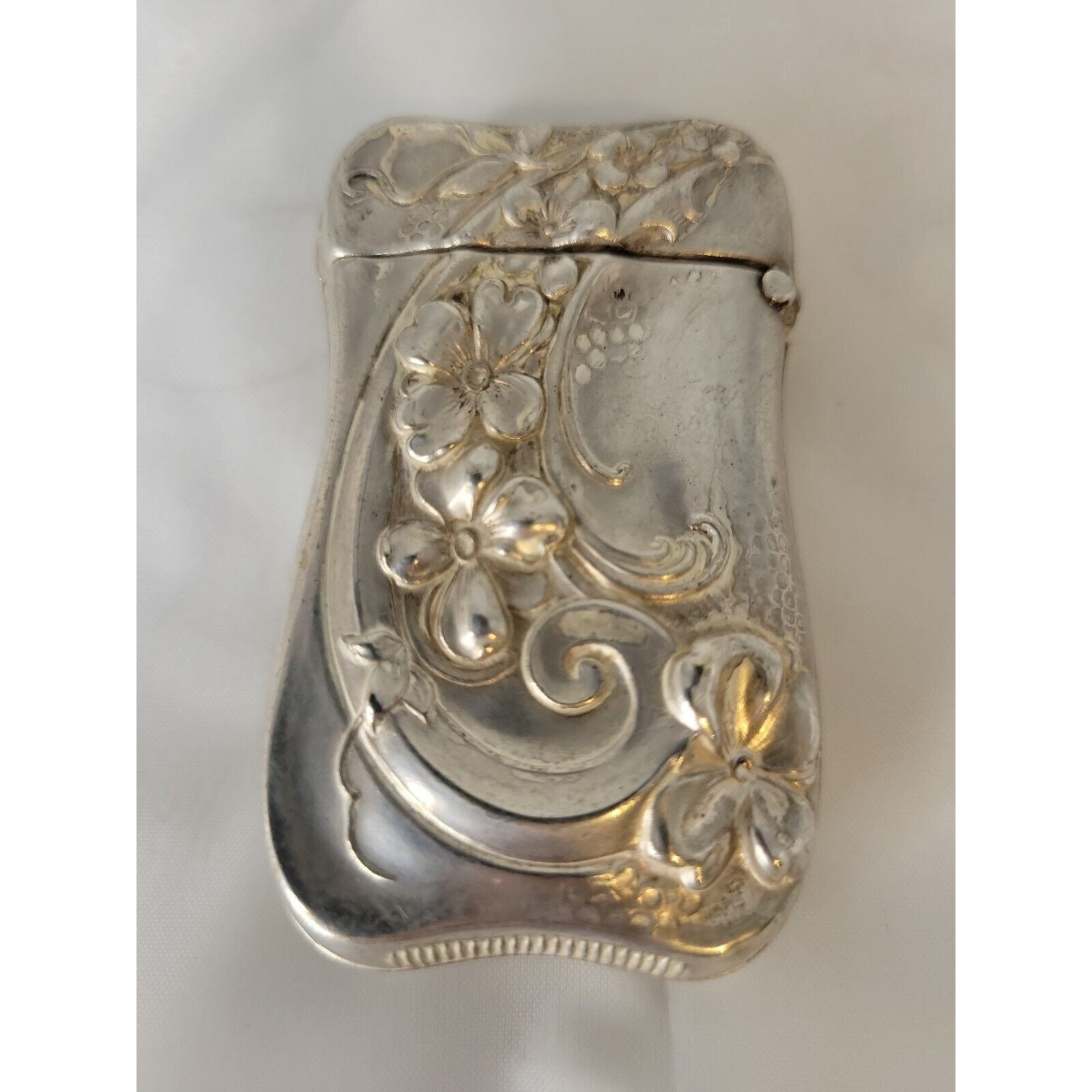 Victorian Nouveau Match Safe Vesta Case Sterling Silver Raised Relief ...