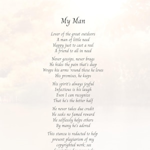 INSTANT DOWNLOAD Love: "My Man," Anniversary, For Husband, Valentine's Day, Father's Day 8x10, 5x7