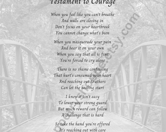 Testament to Courage- Encouragement Poem, Uplifting Poem, Inspirational Poem, Friend Poem, Support Poem, INSTANT DOWNLOAD