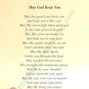 May God Keep You - Encouragement Poem, Uplifting Poem, Inspirational Poem, INSTANT DIGITAL DOWNLOAD