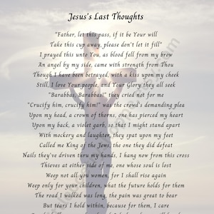 INSTANT DOWNLOAD Easter: &quot; Jesus&#39;s Last Thoughts,&quot; Good Friday, Crucifixion, 8x10 & 5x7