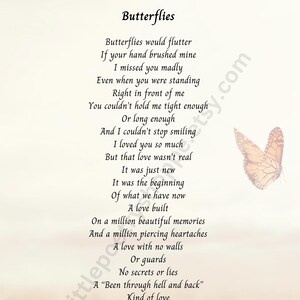 Butterflies, INSTANT DIGITAL DOWNLOAD, Anniversary Poem, Poem for Husband, Poem for Wife, Love Poem, Valentine&#39;s Day Poem