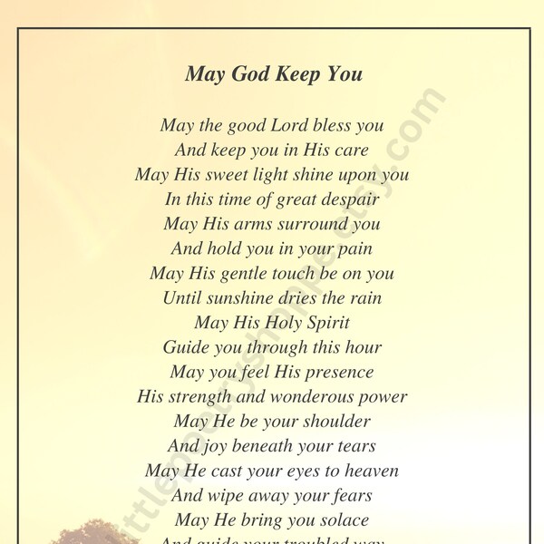 May God Keep You - Encouragement Poem, Uplifting Poem, Inspirational Poem, INSTANT DIGITAL DOWNLOAD