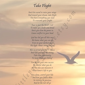Take Flight- Encouragement Poem, Uplifting Poem, Inspirational Poem, Friend Poem, Support Poem, INSTANT DOWNLOAD