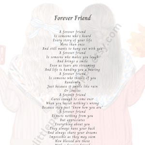 Forever Friend, INSTANT DIGITAL DOWNLOAD, Friend Poem, Best Friend poem, Friendship Poem, Girlfriend Poem