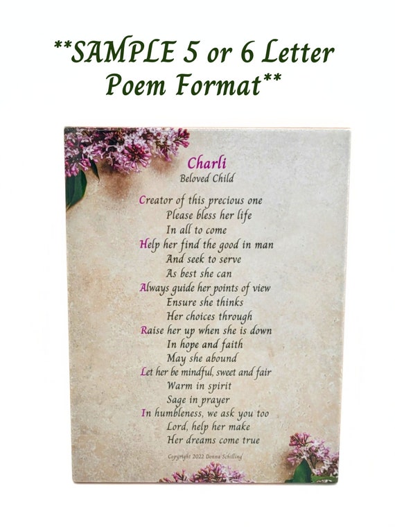 Personalized Acrostic Poem On Ceramic Tile Child Name Poem - Etsy