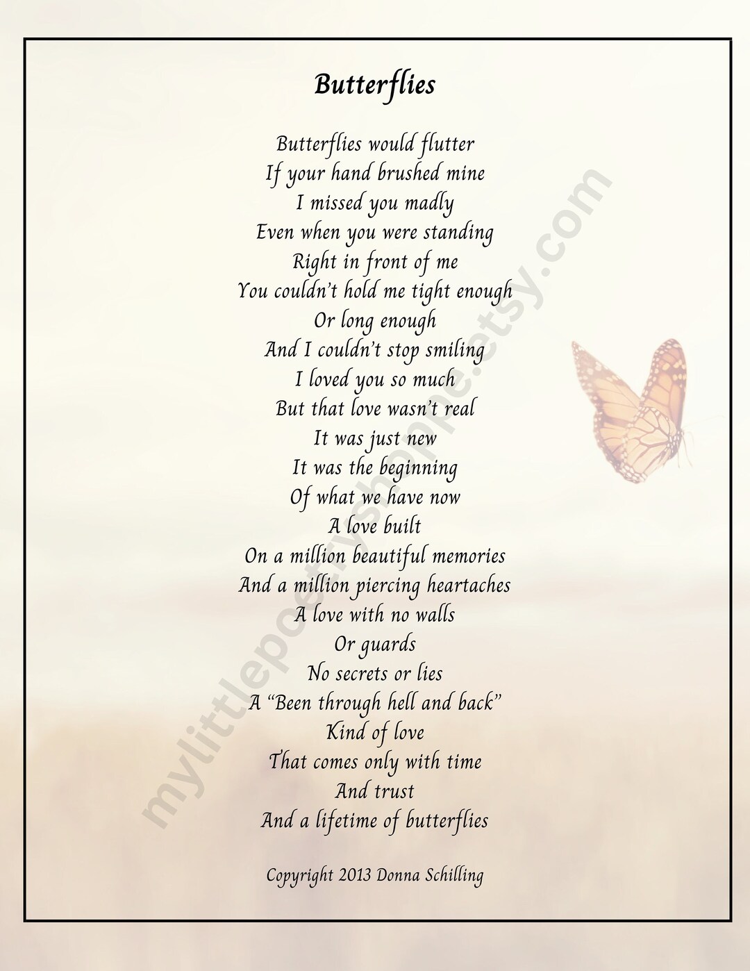 Butterflies INSTANT DIGITAL DOWNLOAD Anniversary Poem Poem Etsy