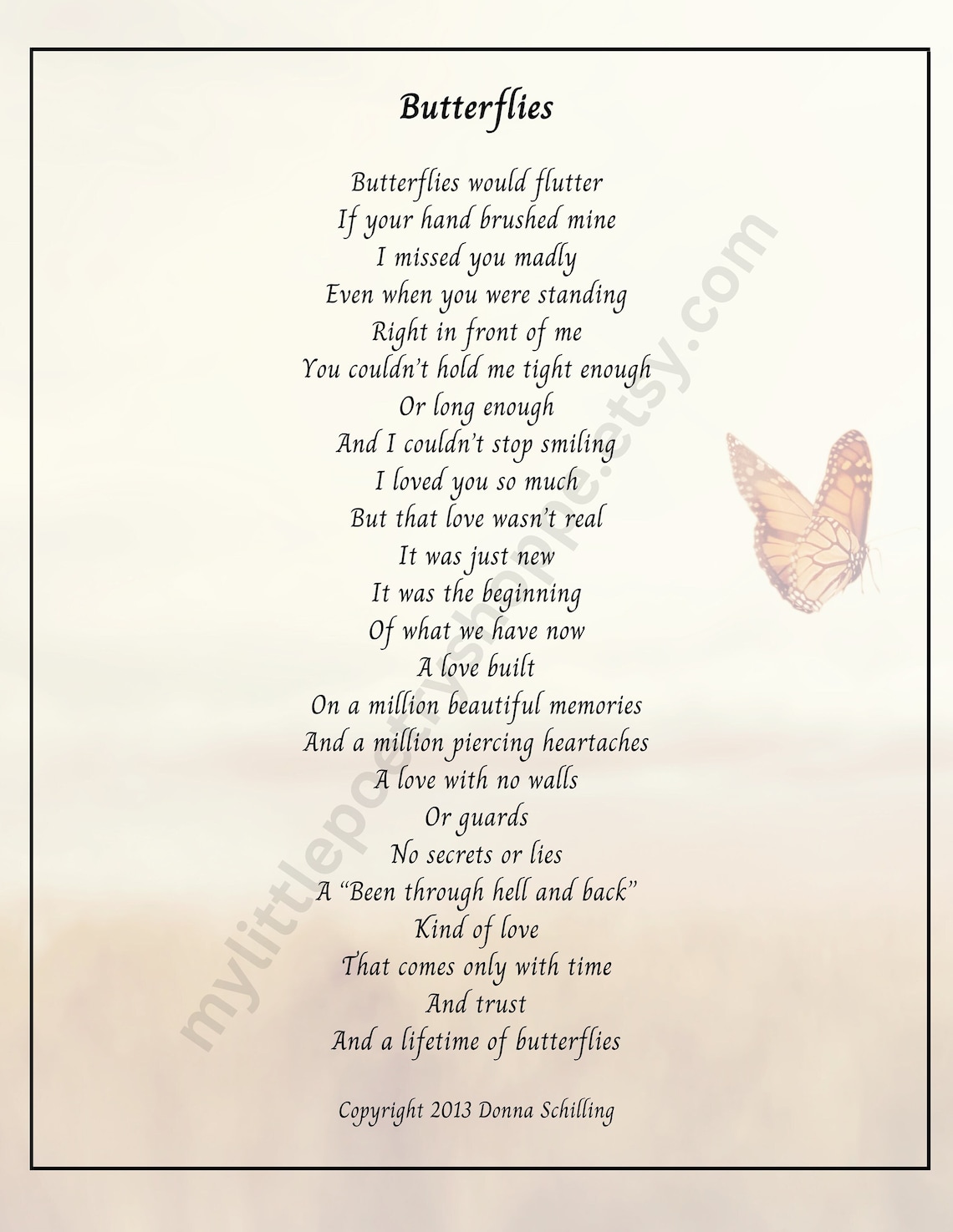 Butterflies INSTANT DIGITAL DOWNLOAD Anniversary Poem Poem Etsy