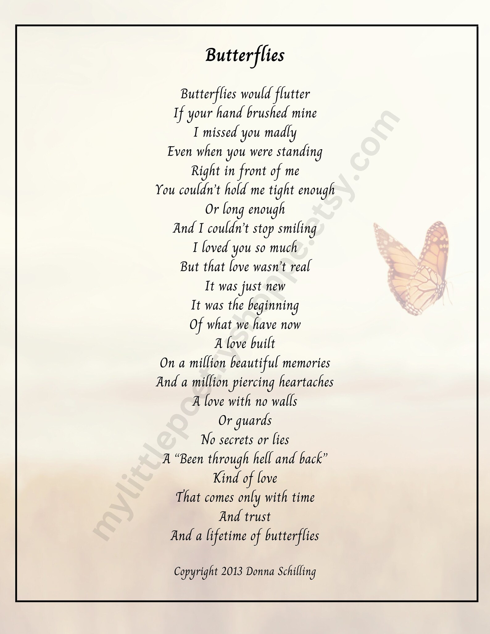 Butterflies INSTANT DIGITAL DOWNLOAD Anniversary Poem Poem Etsy