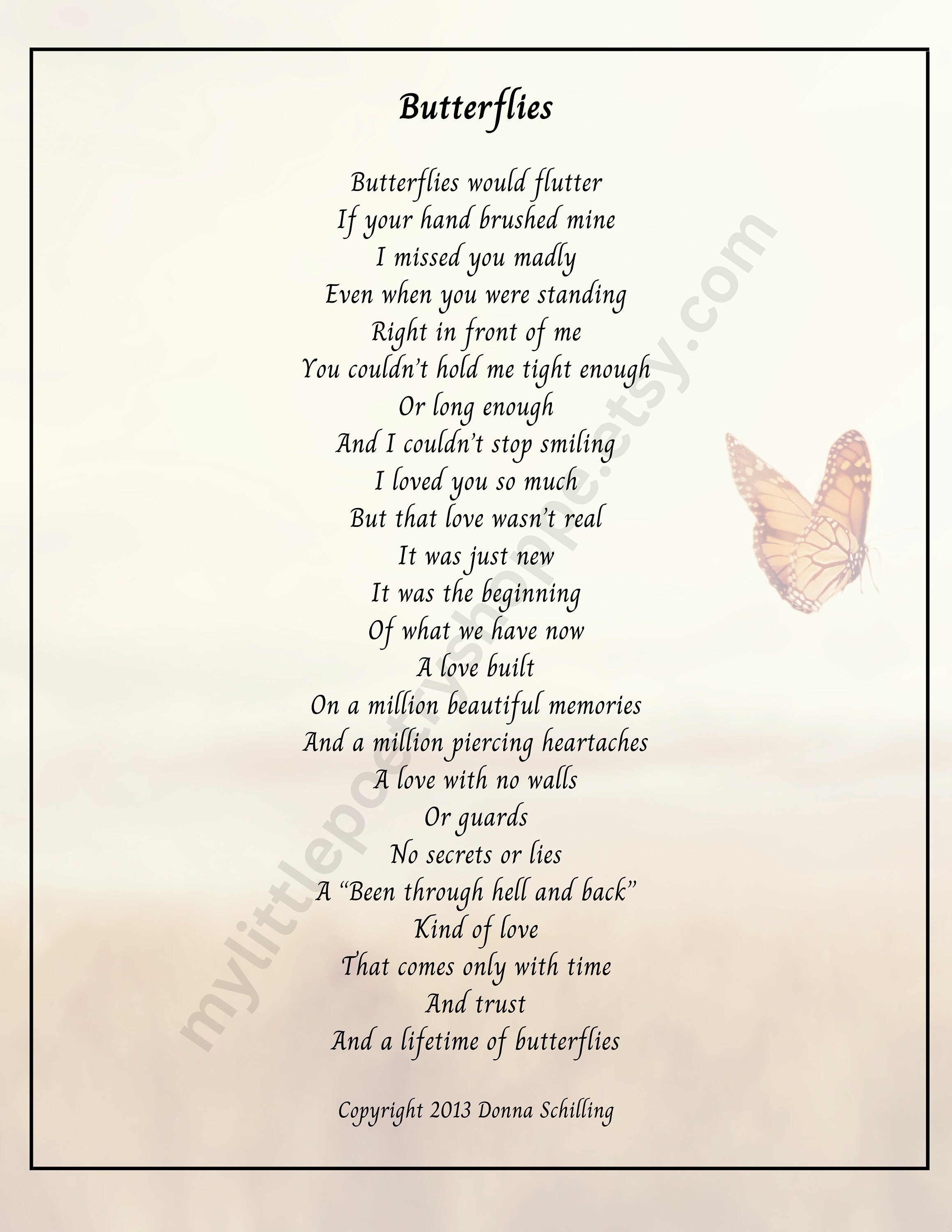 Butterflies INSTANT DIGITAL DOWNLOAD Anniversary Poem Poem Etsy