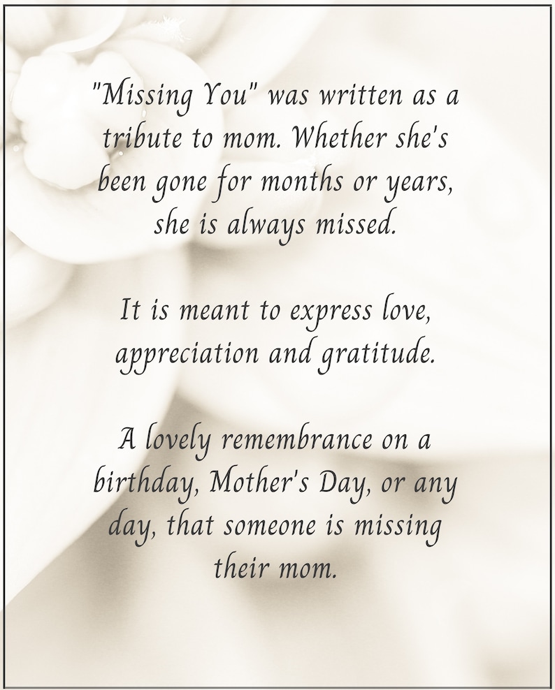 Missing You-sympathy Poem, Remembrance Poem, Funeral Poem, Bereavement ...