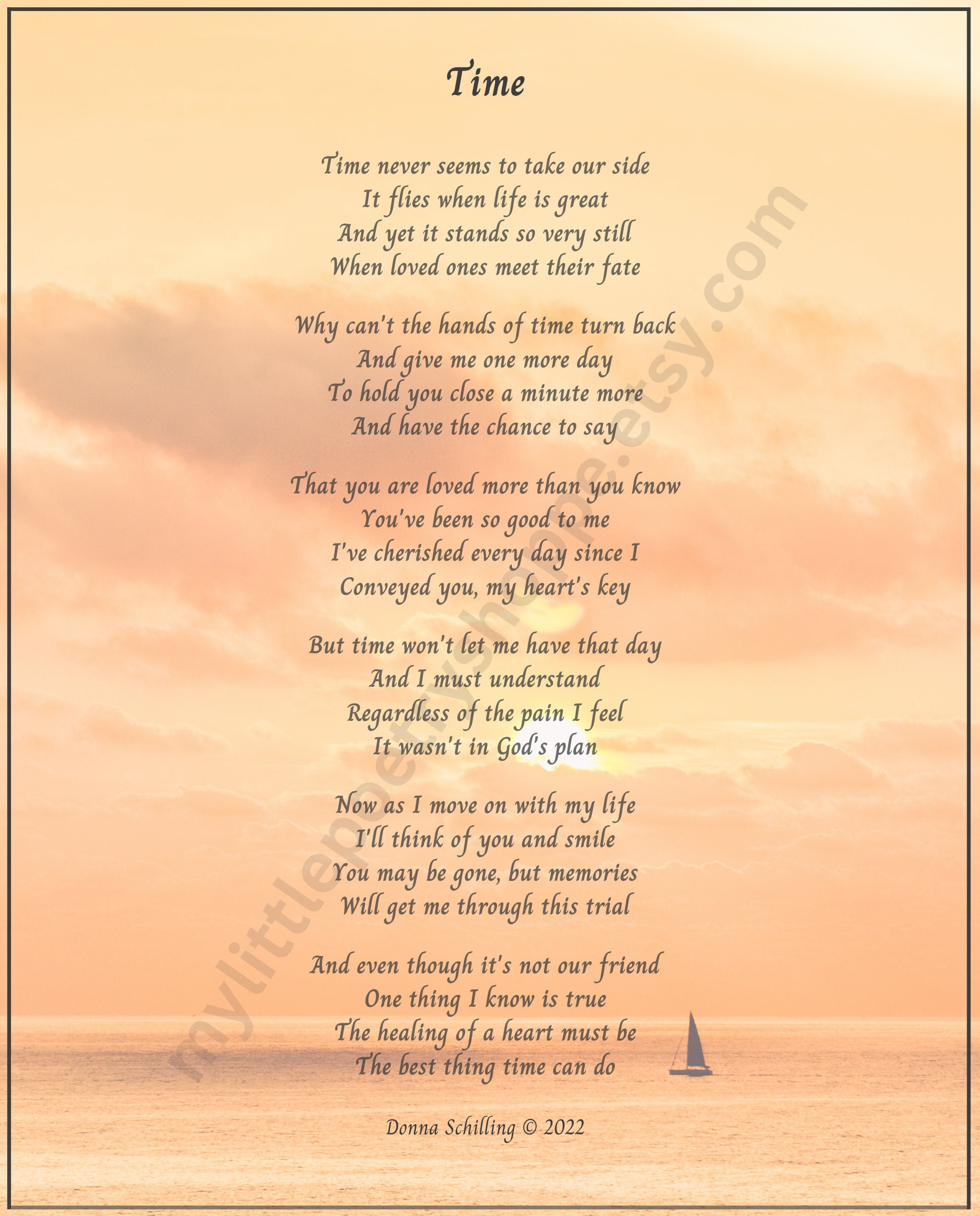 Time Sympathy Poem, Remembrance Poem, Funeral Poem, Bereavement Poem, Memorial Poem, Funeral