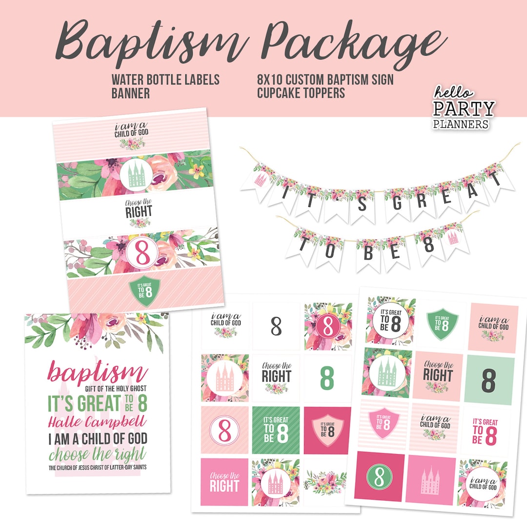 Floral Baptism Printables, Baptism Banner, It's Great to Be 8, Baptism ...