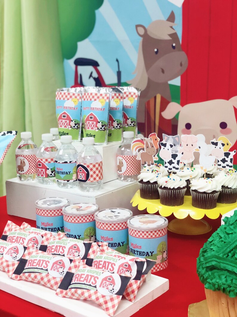 EDITABLE Farm Birthday Chip Bag Labels, Personalized Chip Bag Label Template, Instant Download