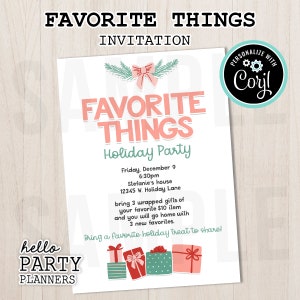 Favorite Things Holiday Party Invitation: Editable Digital Template (Corjl)