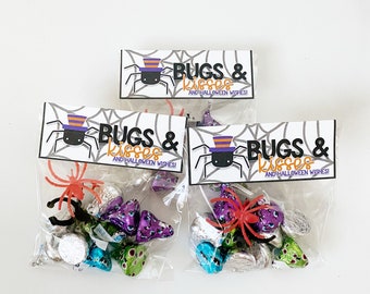 Halloween Bugs and Kisses Treat Bag Toppers (Digital Download)