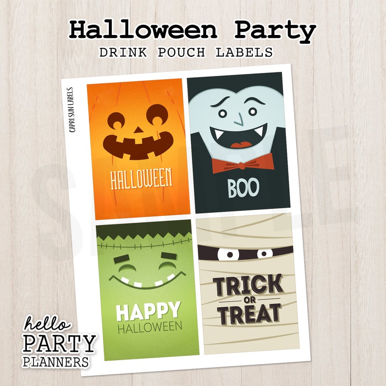 Halloween Party Fruit Juice Pouch Label, Mummy Treat Label Template ...