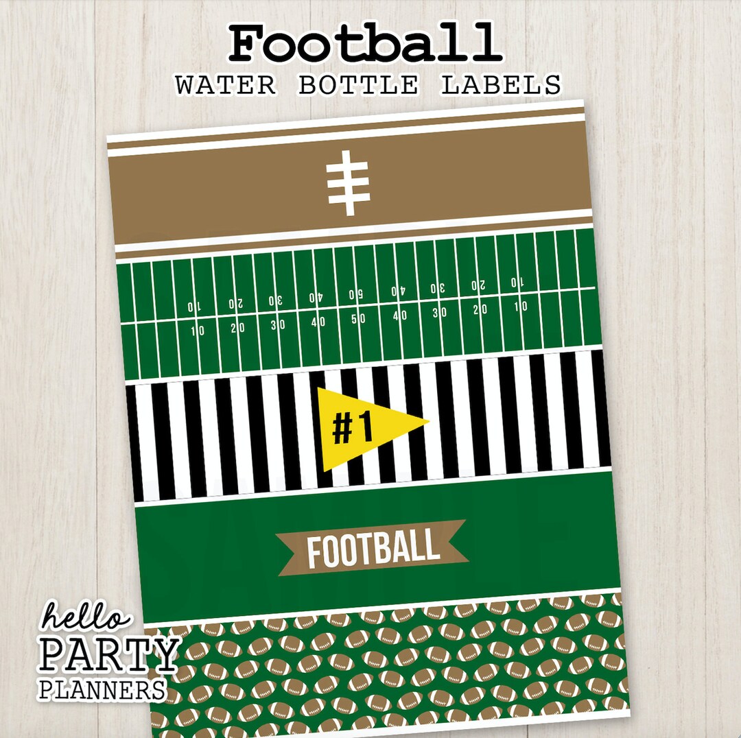 Football Water Bottle Labels, Super Bowl Party, Football Party, Water