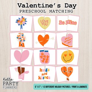 Valentine&#39;s Day Matching Game: Preschool Printable Activity (Digital Download)