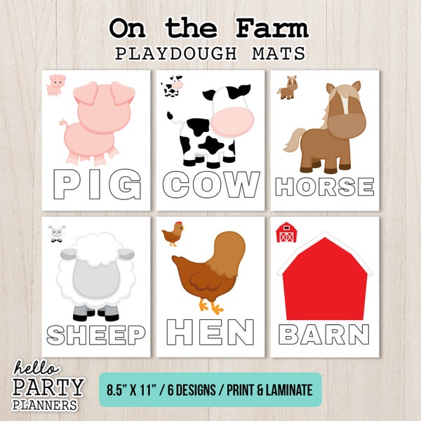 Farm Animal Play Dough Mats Preschool Activities Printable Play Doh Mats Homeschool Kindergarten Activity for Kids Toddler Activities