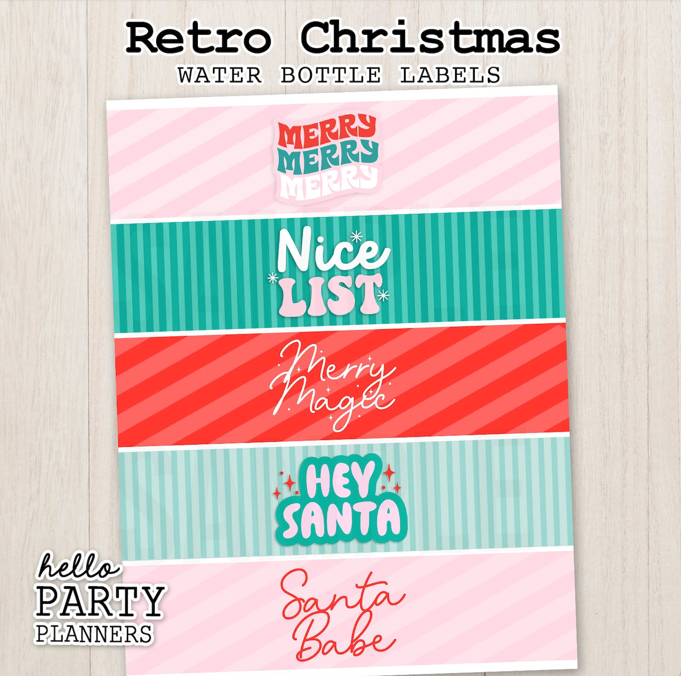 Christmas Water Bottle Labels, Christmas Party, Holiday Water Bottle ...