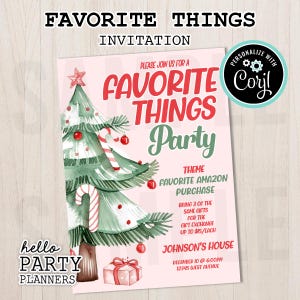 Favorite Things Holiday Party Invitation: Editable Template (Digital Download)