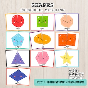 Shapes Matching Game: Preschool Learning Activity (Digital Download)