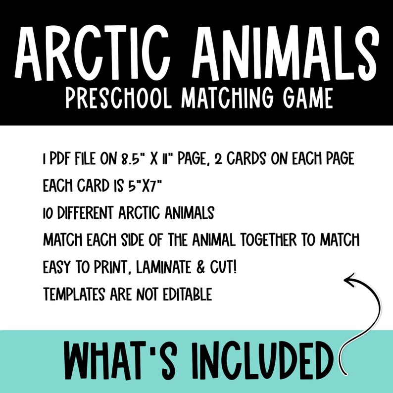 Arctic Animals Matching Game Printable | Preschool Winter Activity ...