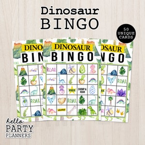 Bingo dei dinosauri, Carte stampabili, Gioco del Bingo, Festa dei dinosauri, Giochi di società, Gioco dei dinosauri, Dinosauro stampabile, Compleanno dei dinosauri, Bingo