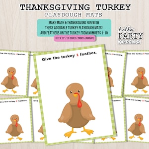 Thanksgiving Counting Play Dough Mats, Turkey Preschool Activities Printable Play Doh Mats Homeschool Kindergarten Activity for Kids