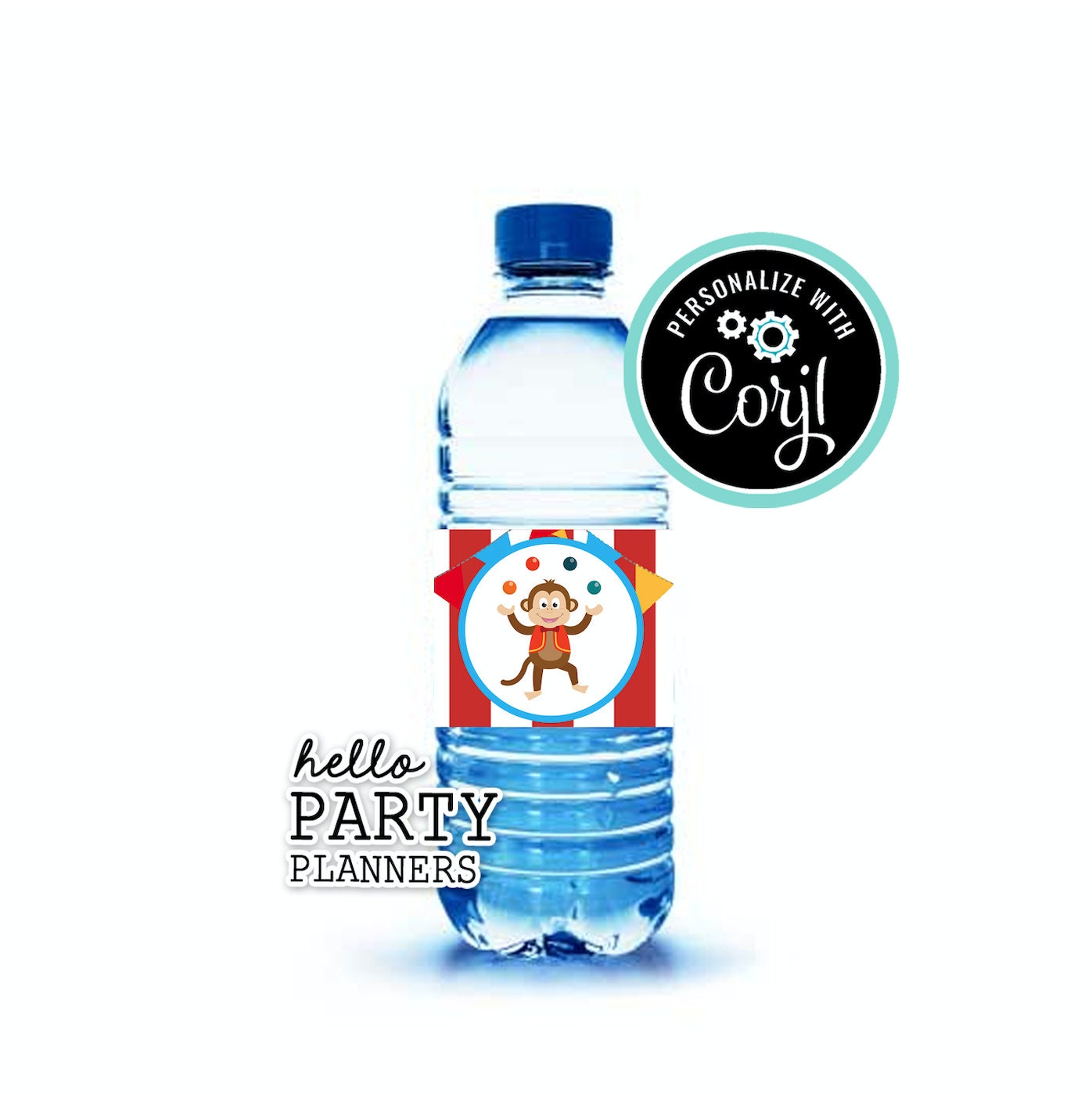 EDITABLE Circus Birthday Water Bottle Labels, Personalized Water Bottle ...