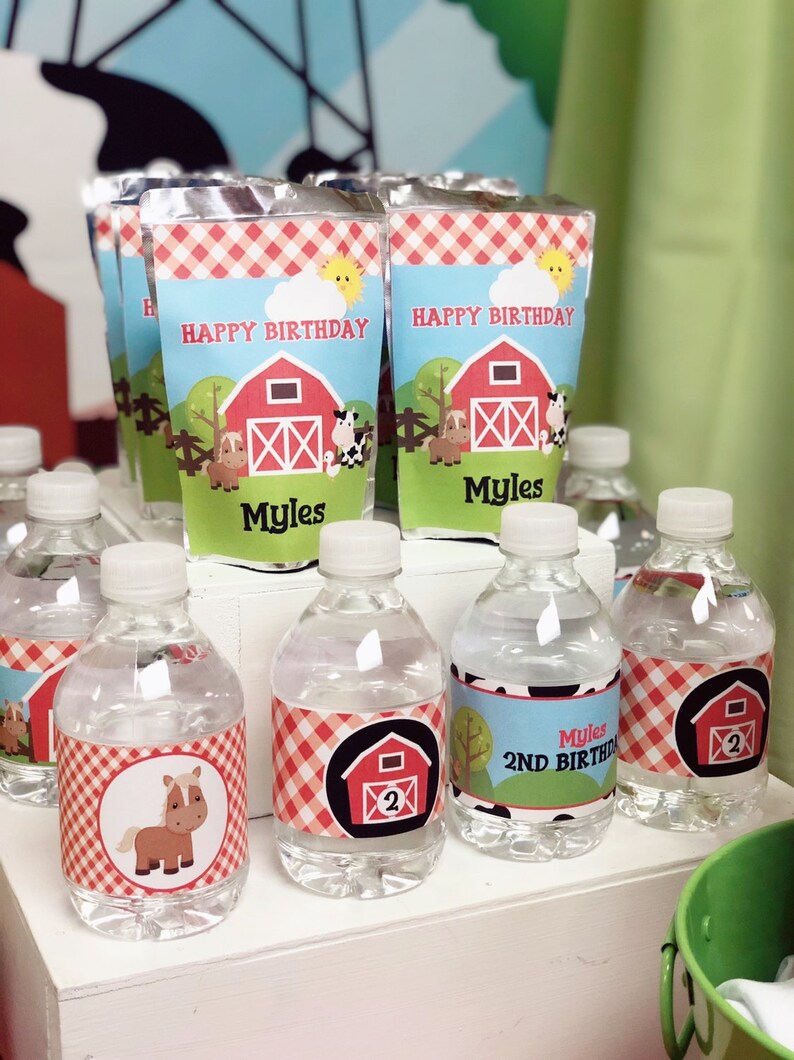 EDITABLE Farm Birthday Chip Bag Labels, Personalized Chip Bag Label