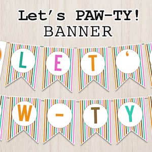 Puppy Party Birthday Banner Dog Party Puppy Pawty Birthday Banner Puppy Banner Dog Banner Pennant Birthday Banner Instant Download Printable