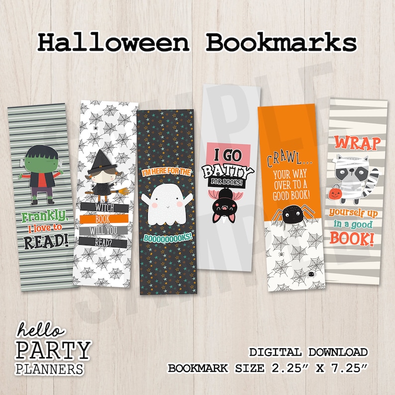 Halloween Bookmarks, Halloween Printable Bookmark, Bookmarks, Instant ...