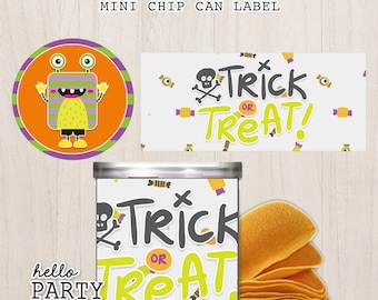 Monster Halloween Mini Chip Can Label (Digital Download)