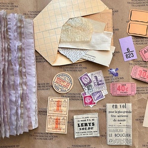 Carnet/journal en papier teint au café violet fait à la main (taille du voyageur) + Pack de couleurs éphémères