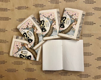 Handmade Vintage Bond Paper w/ Japanese Dual Covers Notebook/Journal (PASSPORT traveler's size)