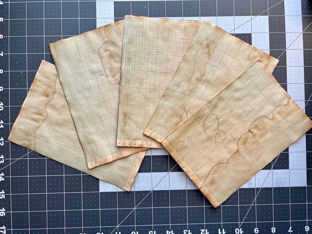Coffee-dyed Vintage Green Grid Paper - Etsy