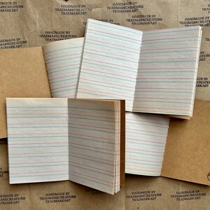 Cahier/journal en papier scolaire vintage fait main (taille de voyageur PASSEPORT)