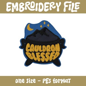 file PES benedetto dal calderone // design di toppa da ricamo libresca