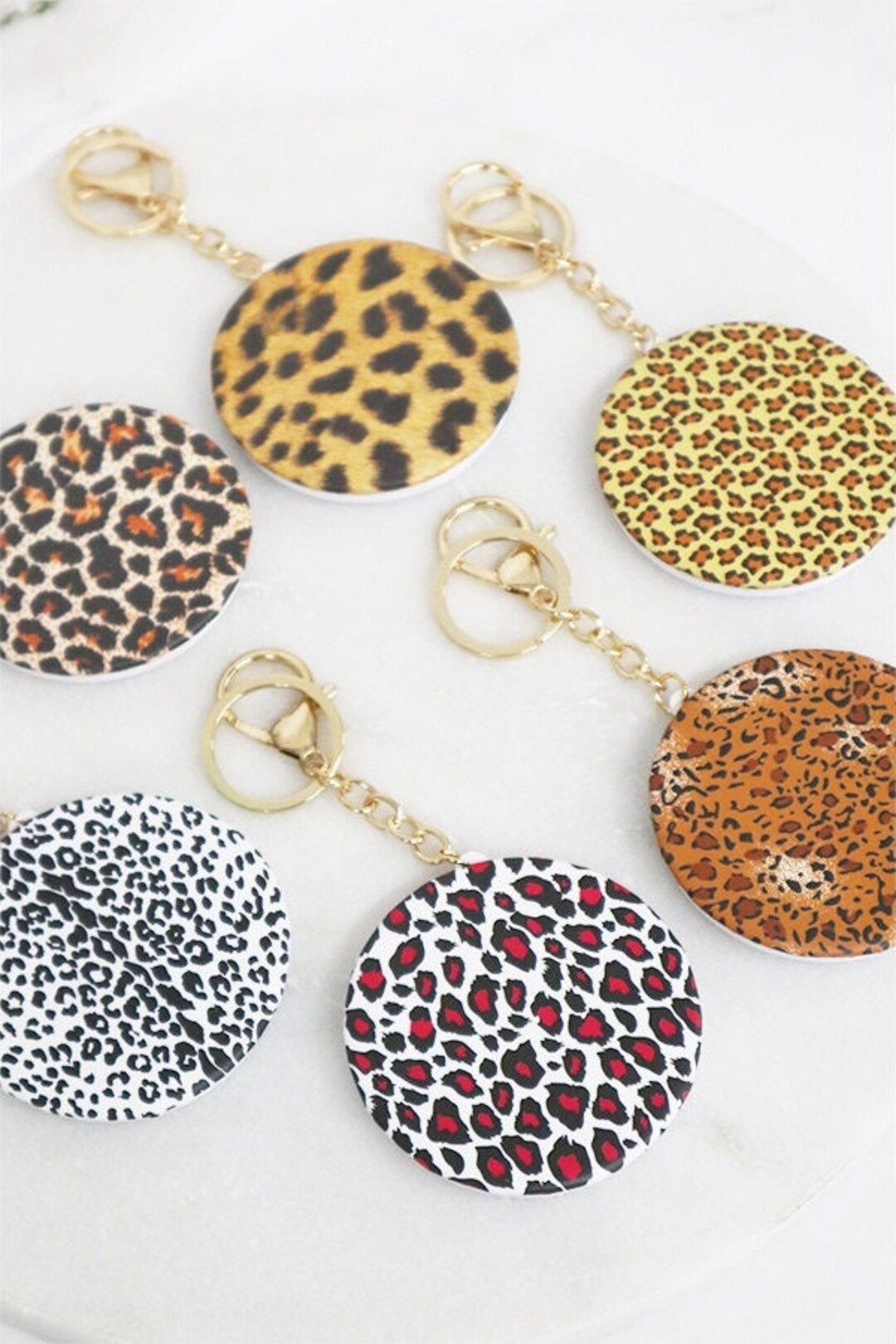 Animal Print Compact Mirror Keychain Etsy