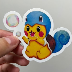 Sticker: Baby Yellow Mouse in Water Turtle Costume