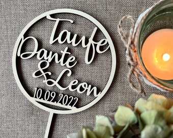 Cake Topper Taufe personalisiert | Kuchenstecker | Holz