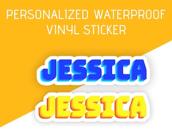 Customizable waterproof vinyl sticker - Personalized name retro looking - Custom sticker - Personalized sticker