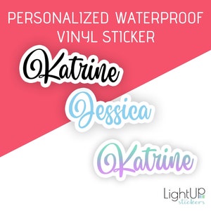 Customizable name waterproof vinyl sticker - Sticker with waterproof customizable name in vinyl