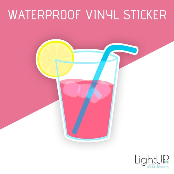 Waterproof vinyl sticker - Fiesta summer pink drink with lemon - Autocollant imperméable en vinyl