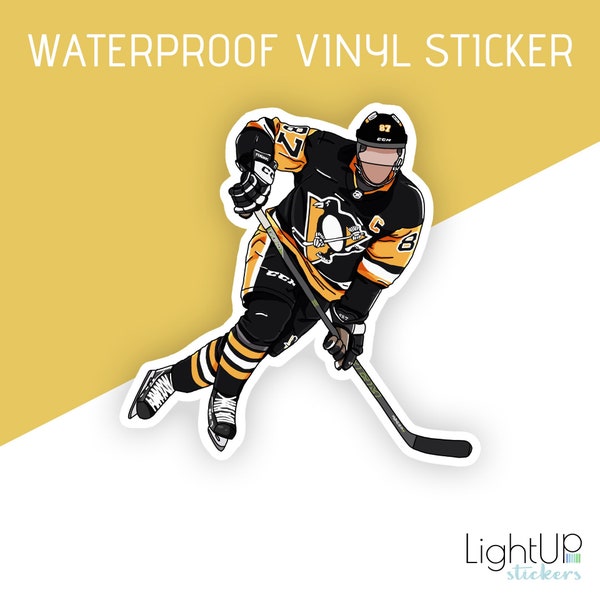 Waterproof vinyl sticker - Fan art Hockey player Sidney Crosby number 87 Pittsburgh Penguins - Hockey sticker - Sport sticker
