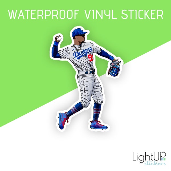Waterproof vinyl sticker - Fan art Baseball player Mookie Betts Los Angeles Dodgers number 50 - Baseball sticker - Sport sticker