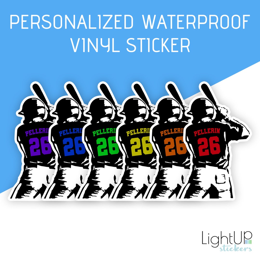 Customizable Vinyl Sticker Baseball Player Personalizable - Etsy