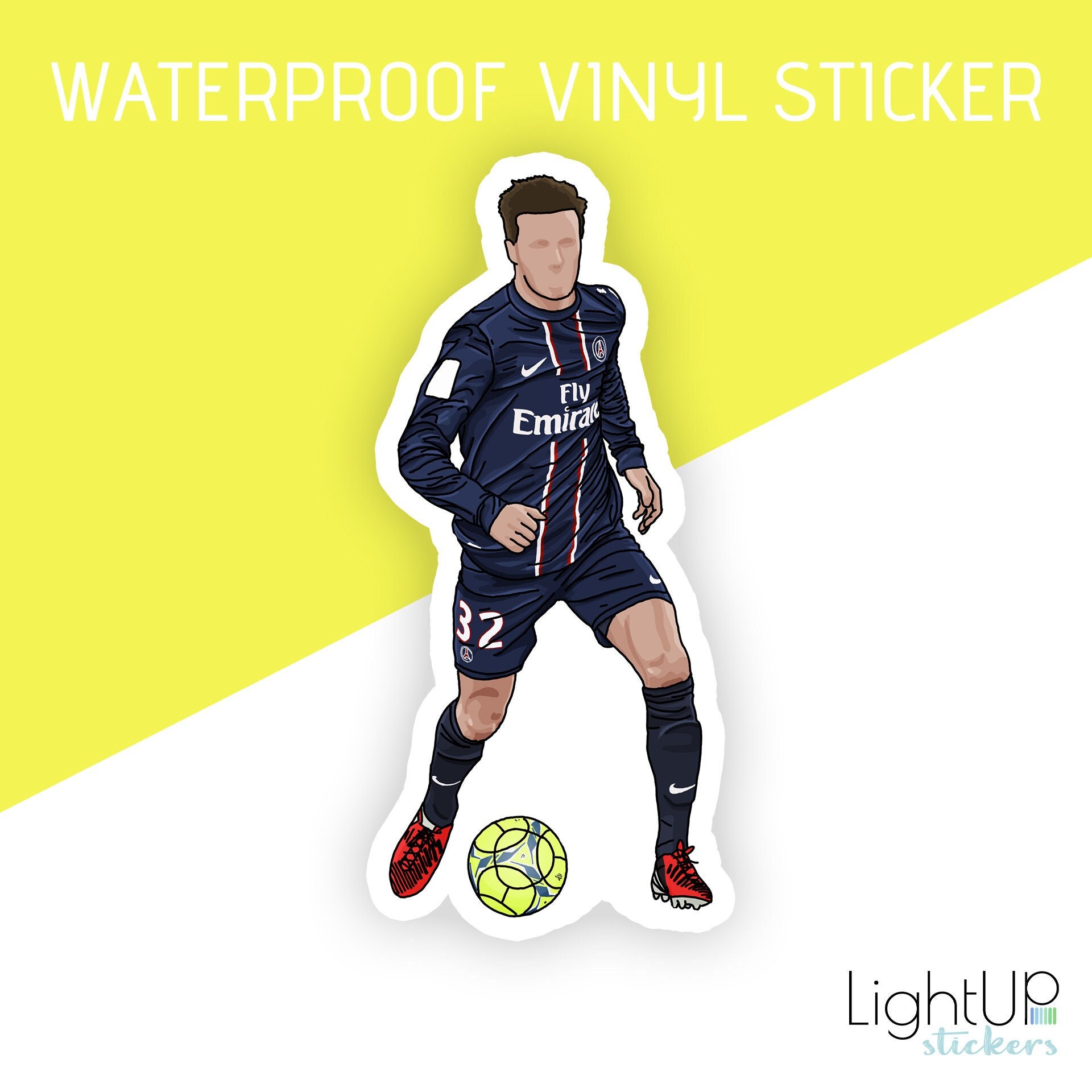 Sticker mural PSG avec nom personnalisé Ballon de football et